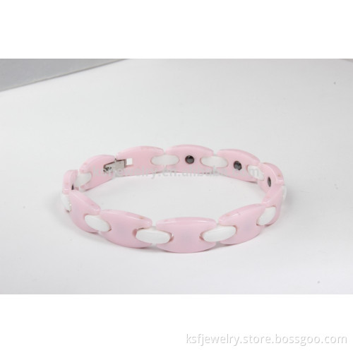 Latest Design Girls Bangles Pink Ceramic Bracelet With Magnetic Stone